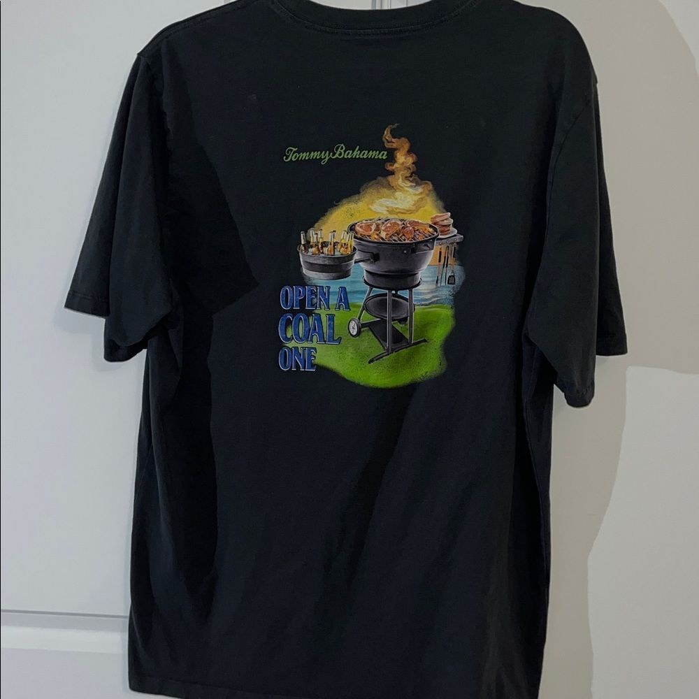 Gray Tommy Bahama Open a Coal One bbq Party Grilling Pocket T Shirt L men’s